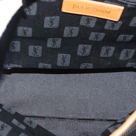 SAINT LAURENT Hand Bag Coated Canvas 2way Black Gold Auth 180009