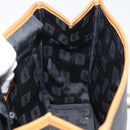 SAINT LAURENT Hand Bag Coated Canvas 2way Black Gold Auth 180009-20