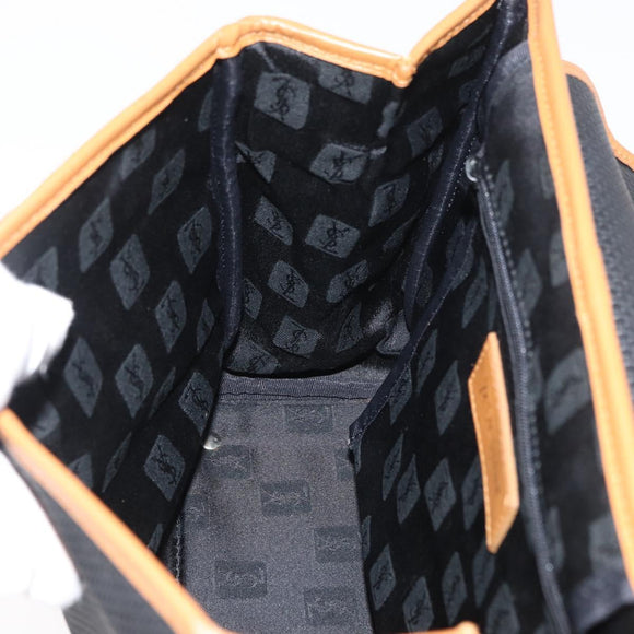 SAINT LAURENT Hand Bag Coated Canvas 2way Black Gold Auth 180009