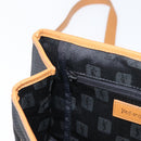 SAINT LAURENT Hand Bag Coated Canvas 2way Black Gold Auth 180009-22