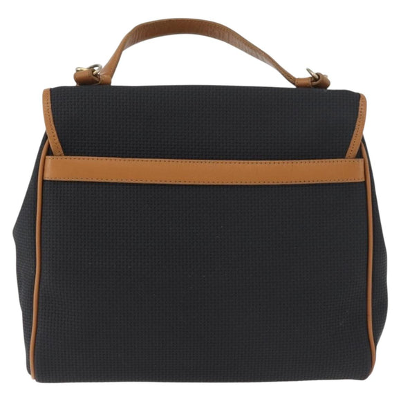 SAINT LAURENT Hand Bag Coated Canvas 2way Black Gold Auth 180009
