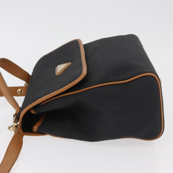 SAINT LAURENT Hand Bag Coated Canvas 2way Black Gold Auth 180009