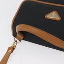 SAINT LAURENT Hand Bag Coated Canvas 2way Black Gold Auth 180009-7