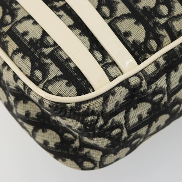 Christian Dior Trotter Canvas Shoulder Bag PVC Black Silver Auth 180010