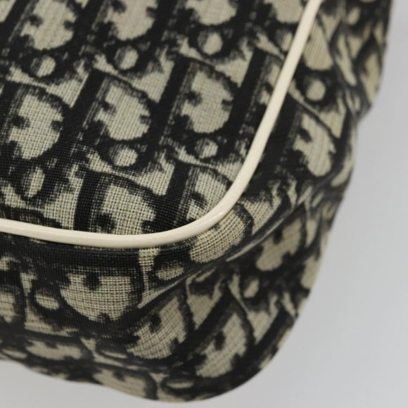 Christian Dior Trotter Canvas Shoulder Bag PVC Black Silver Auth 180010