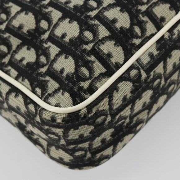Christian Dior Trotter Canvas Shoulder Bag PVC Black Silver Auth 180010