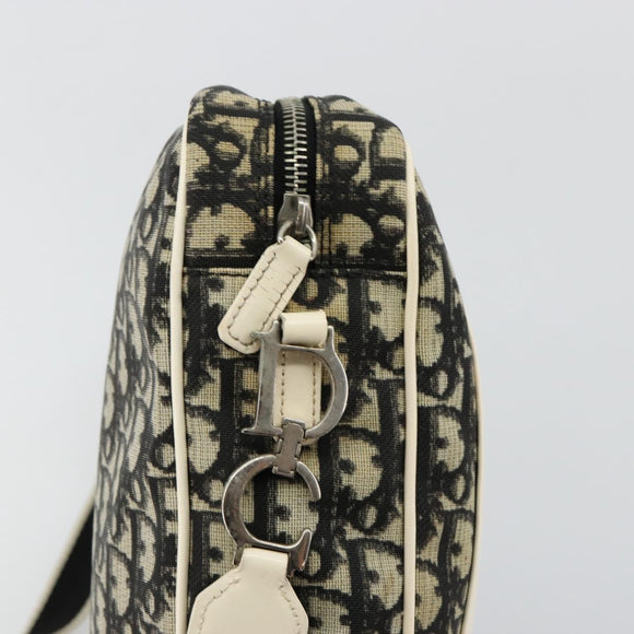 Christian Dior Trotter Canvas Shoulder Bag PVC Black Silver Auth 180010