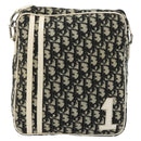 Christian Dior Trotter Canvas Shoulder Bag PVC Black Silver Auth 180010-2