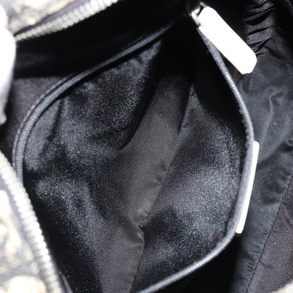 Christian Dior Trotter Canvas Shoulder Bag PVC Black Silver Auth 180010