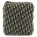 Christian Dior Trotter Canvas Shoulder Bag PVC Black Silver Auth 180010-3