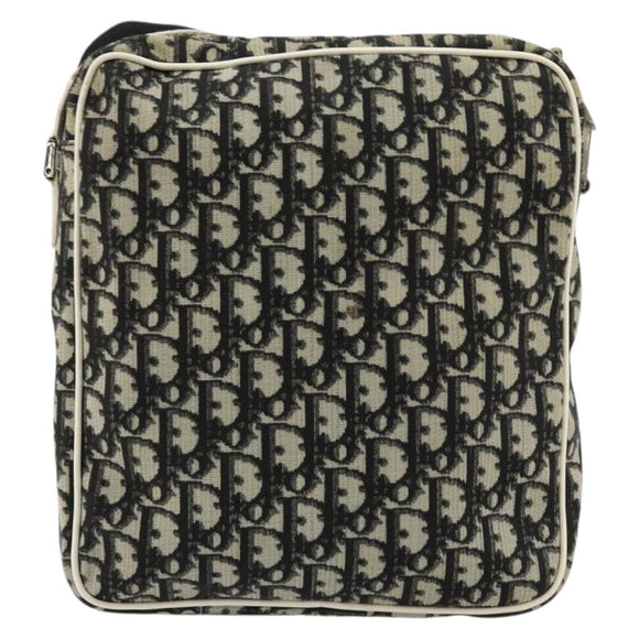 Christian Dior Trotter Canvas Shoulder Bag PVC Black Silver Auth 180010