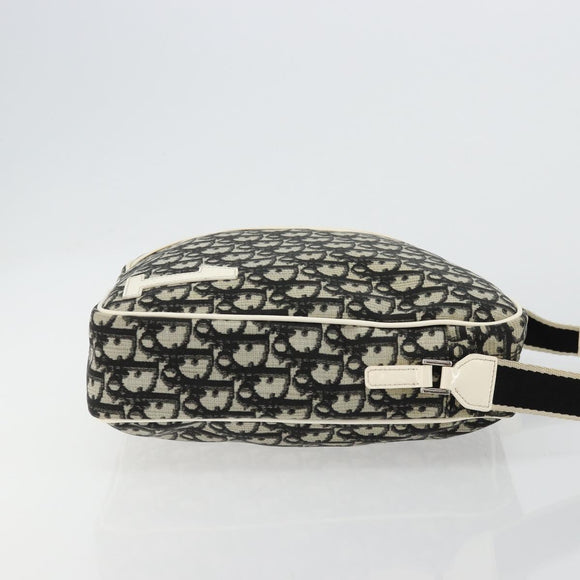 Christian Dior Trotter Canvas Shoulder Bag PVC Black Silver Auth 180010
