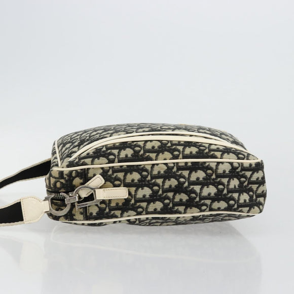 Christian Dior Trotter Canvas Shoulder Bag PVC Black Silver Auth 180010