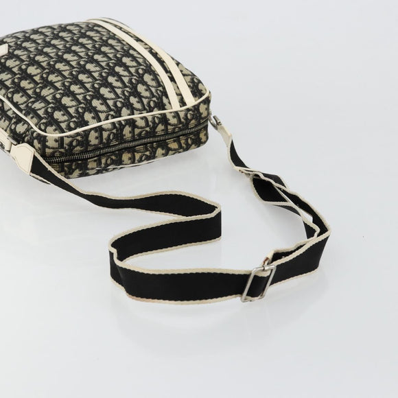 Christian Dior Trotter Canvas Shoulder Bag PVC Black Silver Auth 180010
