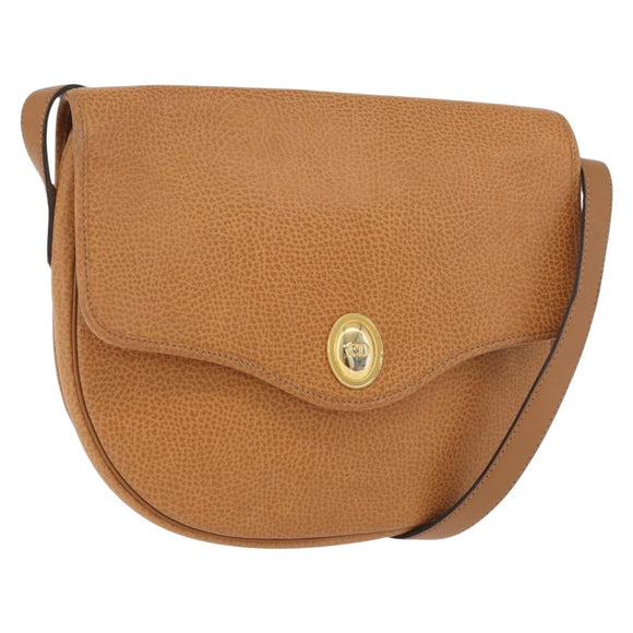 Christian Dior Shoulder Bag Leather Beige Gold Auth 180011