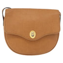 Christian Dior Shoulder Bag Leather Beige Gold Auth 180011-2