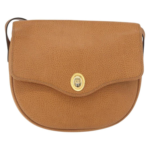 Christian Dior Shoulder Bag Leather Beige Gold Auth 180011