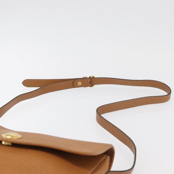 Christian Dior Shoulder Bag Leather Beige Gold Auth 180011