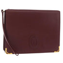 CARTIER Must Line Clutch Bag Leather Bordeaux Gold Auth 180014-1