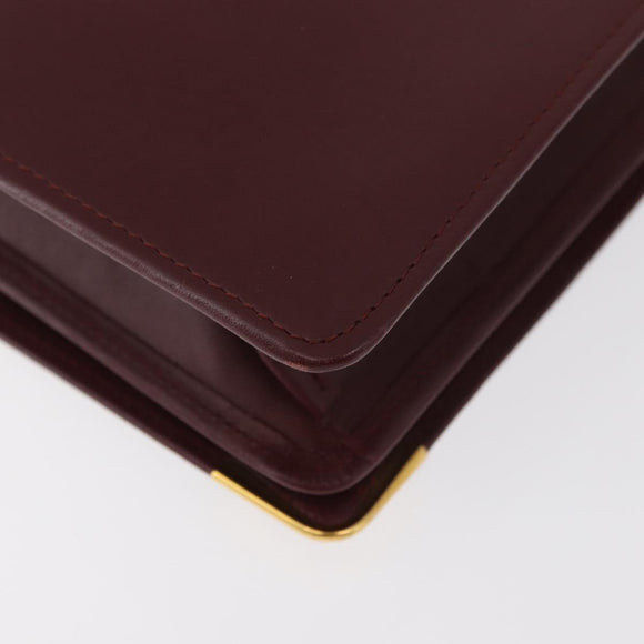 CARTIER Must Line Clutch Bag Leather Bordeaux Gold Auth 180014