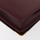 CARTIER Must Line Clutch Bag Leather Bordeaux Gold Auth 180014-12