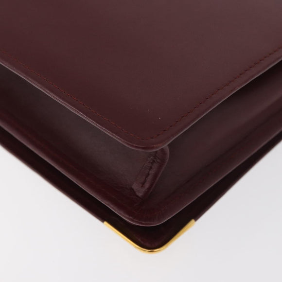 CARTIER Must Line Clutch Bag Leather Bordeaux Gold Auth 180014