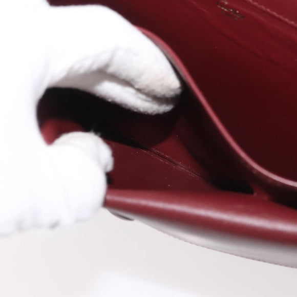 CARTIER Must Line Clutch Bag Leather Bordeaux Gold Auth 180014