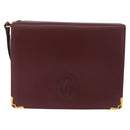 CARTIER Must Line Clutch Bag Leather Bordeaux Gold Auth 180014-2