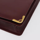 CARTIER Must Line Clutch Bag Leather Bordeaux Gold Auth 180014-9