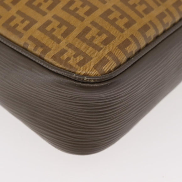 FENDI Zucchino Canvas Shoulder Bag Beige Auth 180015