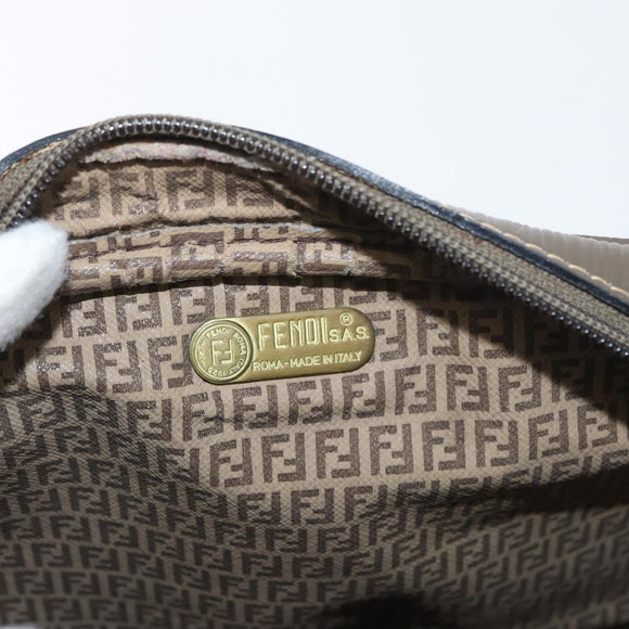 FENDI Zucchino Canvas Shoulder Bag Beige Auth 180015