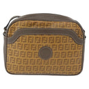 FENDI Zucchino Canvas Shoulder Bag Beige Auth 180015-13