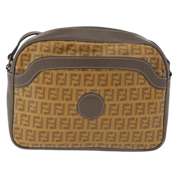 FENDI Zucchino Canvas Shoulder Bag Beige Auth 180015