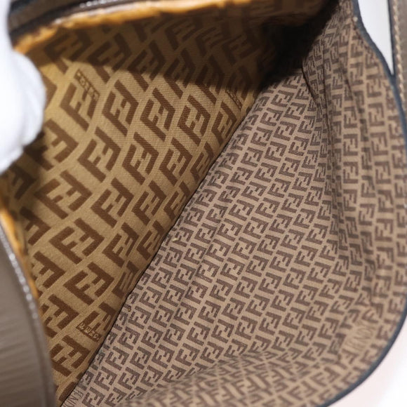 FENDI Zucchino Canvas Shoulder Bag Beige Auth 180015