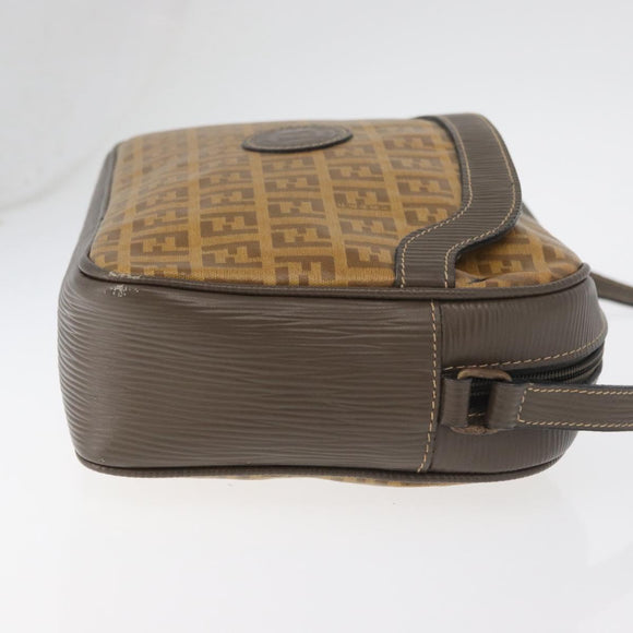 FENDI Zucchino Canvas Shoulder Bag Beige Auth 180015