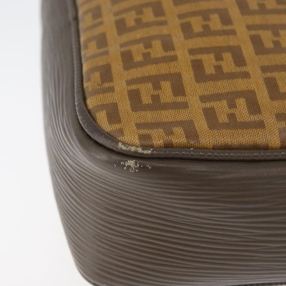 FENDI Zucchino Canvas Shoulder Bag Beige Auth 180015