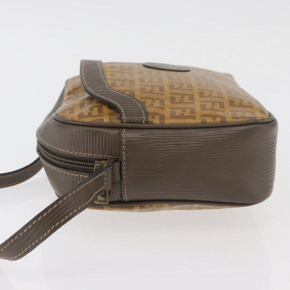 FENDI Zucchino Canvas Shoulder Bag Beige Auth 180015