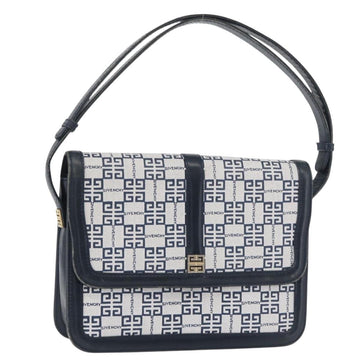 GIVENCHY Shoulder Bag PVC Leather Navy Gold Auth 180016