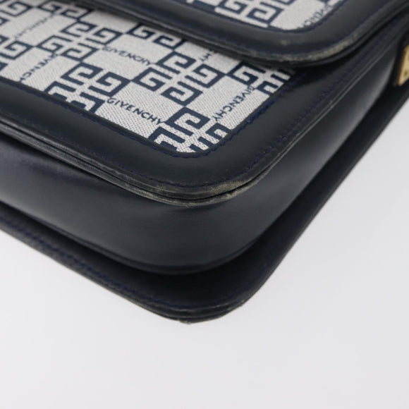 GIVENCHY Shoulder Bag PVC Leather Navy Gold Auth 180016