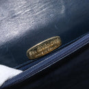 GIVENCHY Shoulder Bag PVC Leather Navy Gold Auth 180016-10