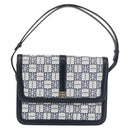 GIVENCHY Shoulder Bag PVC Leather Navy Gold Auth 180016-13