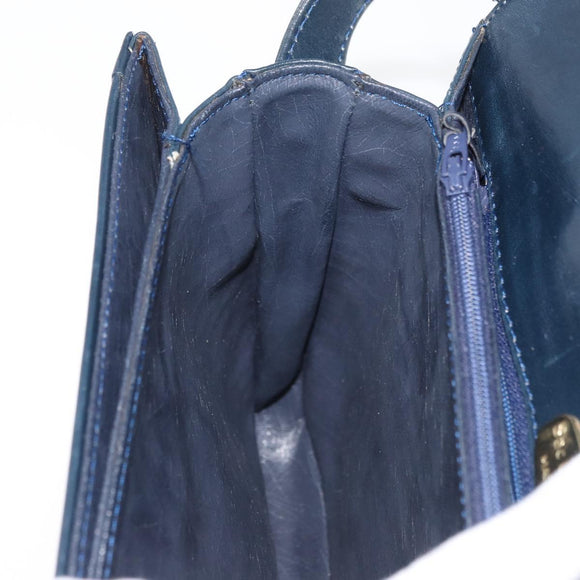 GIVENCHY Shoulder Bag PVC Leather Navy Gold Auth 180016