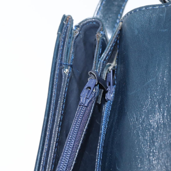 GIVENCHY Shoulder Bag PVC Leather Navy Gold Auth 180016