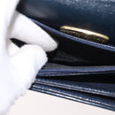 GIVENCHY Shoulder Bag PVC Leather Navy Gold Auth 180016-24