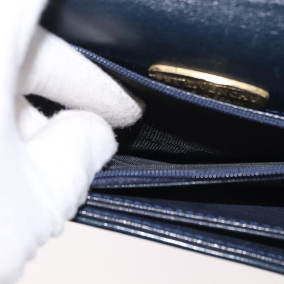 GIVENCHY Shoulder Bag PVC Leather Navy Gold Auth 180016