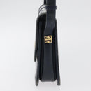 GIVENCHY Shoulder Bag PVC Leather Navy Gold Auth 180016-3