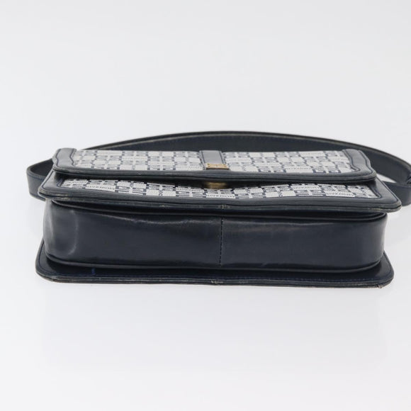 GIVENCHY Shoulder Bag PVC Leather Navy Gold Auth 180016