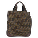 FENDI Zucca Canvas Hand Bag Black Brown Auth 180023-1