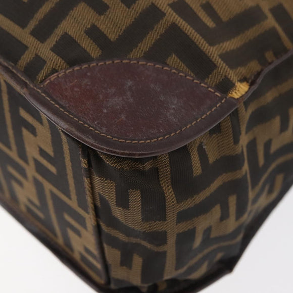 FENDI Zucca Canvas Hand Bag Black Brown Auth 180023