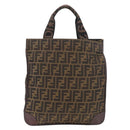 FENDI Zucca Canvas Hand Bag Black Brown Auth 180023-13